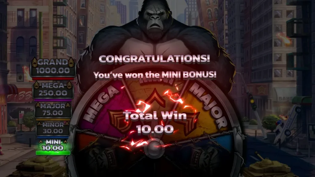 Visual utama slot Primal Rampage menampilkan King Kong di reruntuhan hutan