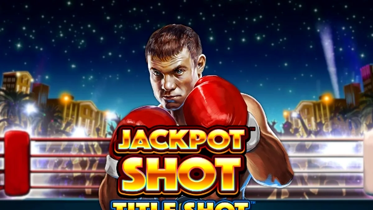 Tampilan layar permainan slot Title Shot dengan nuansa progresif